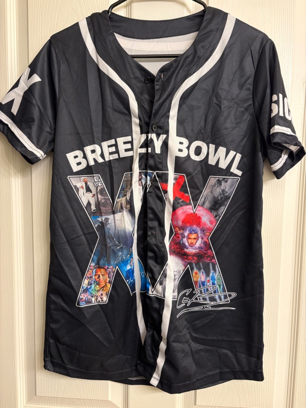 Breezy Bowl Graphic Baseball Jersey - Black with Multicolor Print